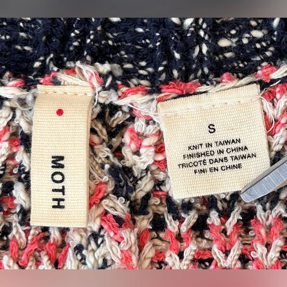 Moth by Anthropologie Button‎ Front Cardigan Deep V-Neckline Short Sleeves Small
